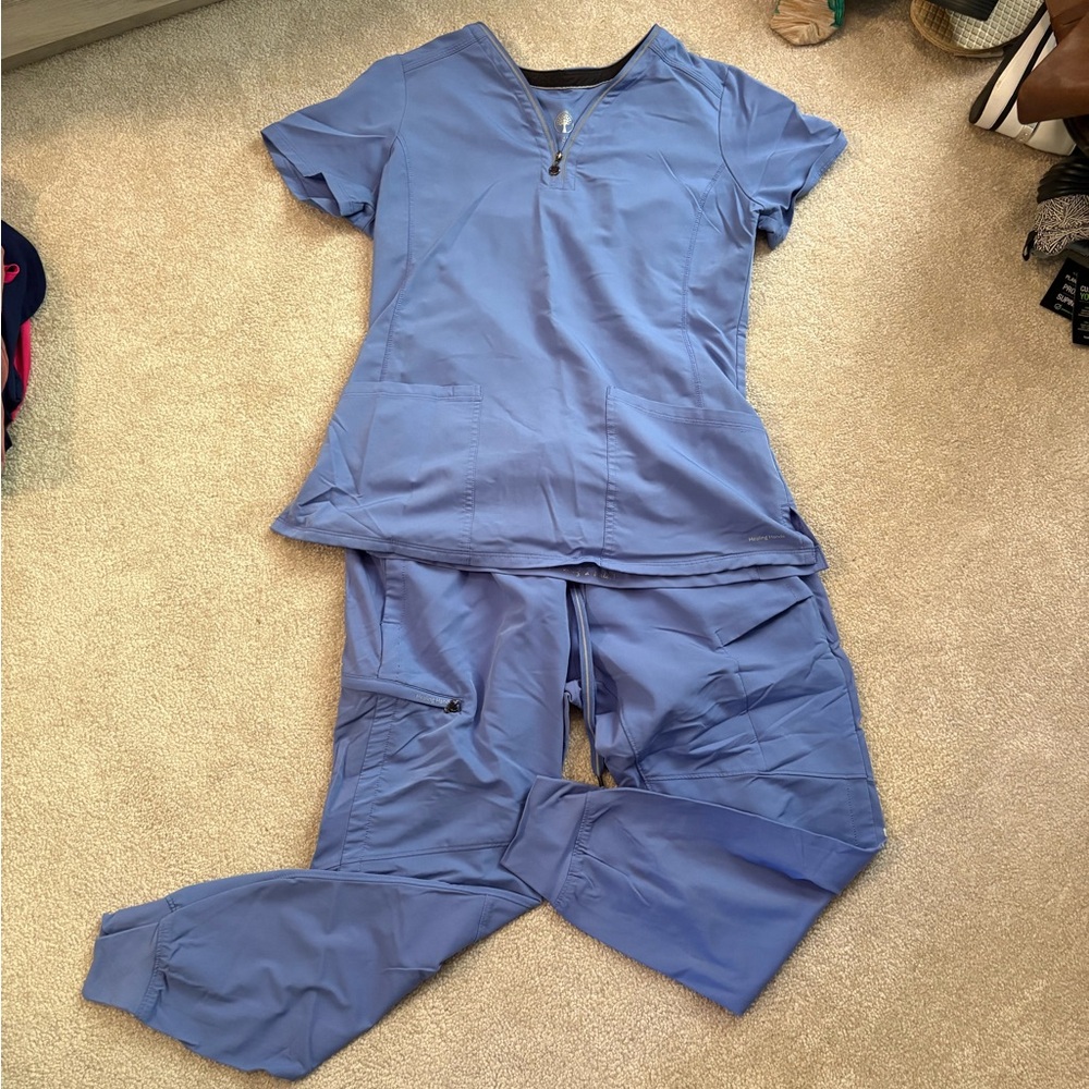 Healing Hands Blue Scrub Set